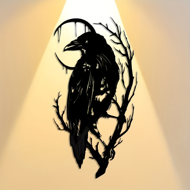 Art Craft For Christmas - Branch and Crow Metal Sign，Halloween Abstract