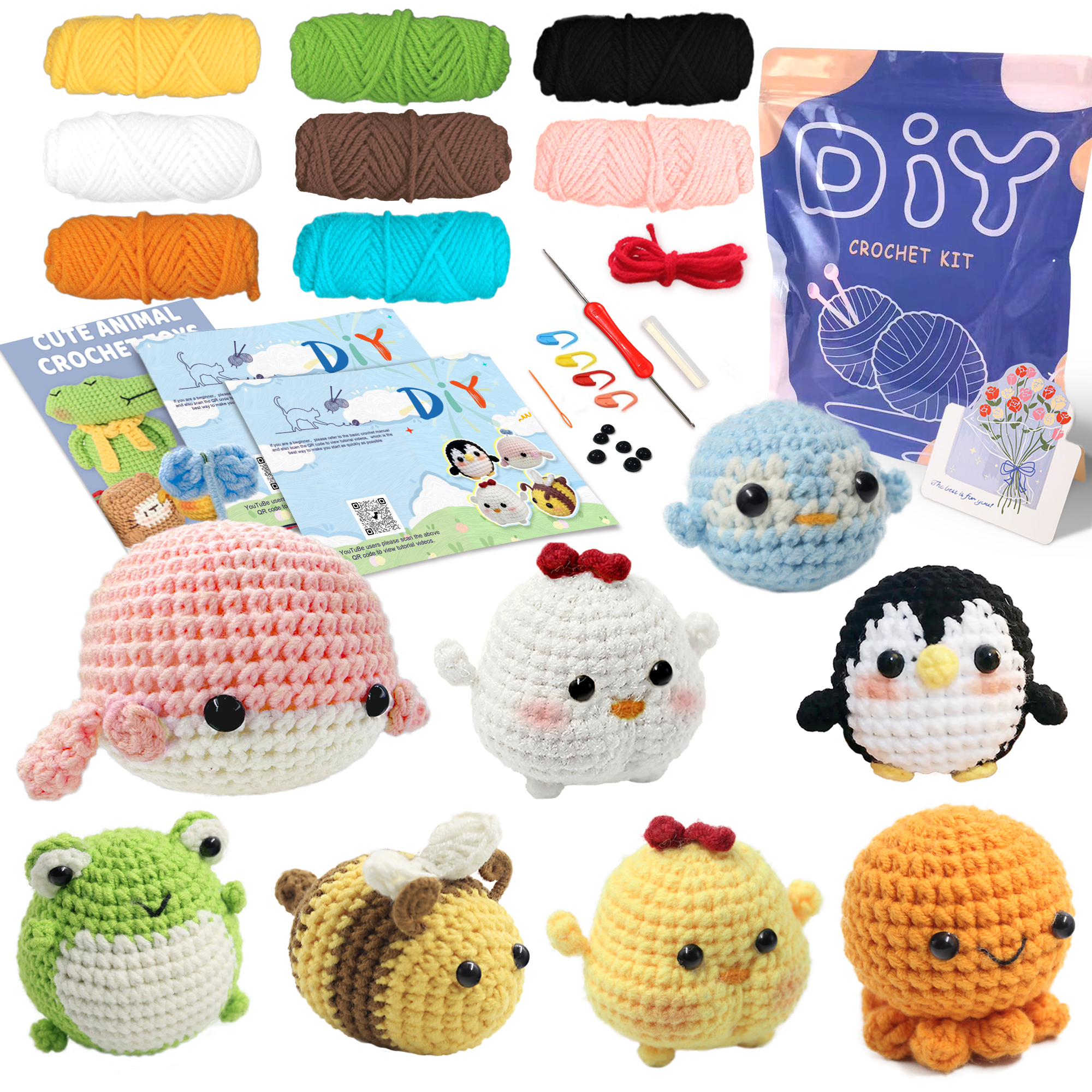 Macrame Cord Cotton - Animal sery Crochet Kit for Beginners