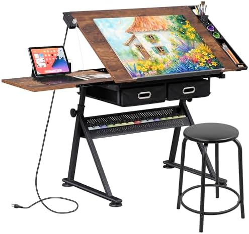 Art & Craft Kortingscode - Adjustable Drafting Table with Stool, Tilting