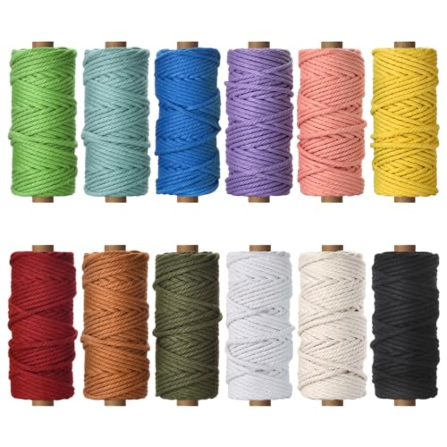 Macrame Cord Cotton - 5mm Macrame Cord - 12 Colors