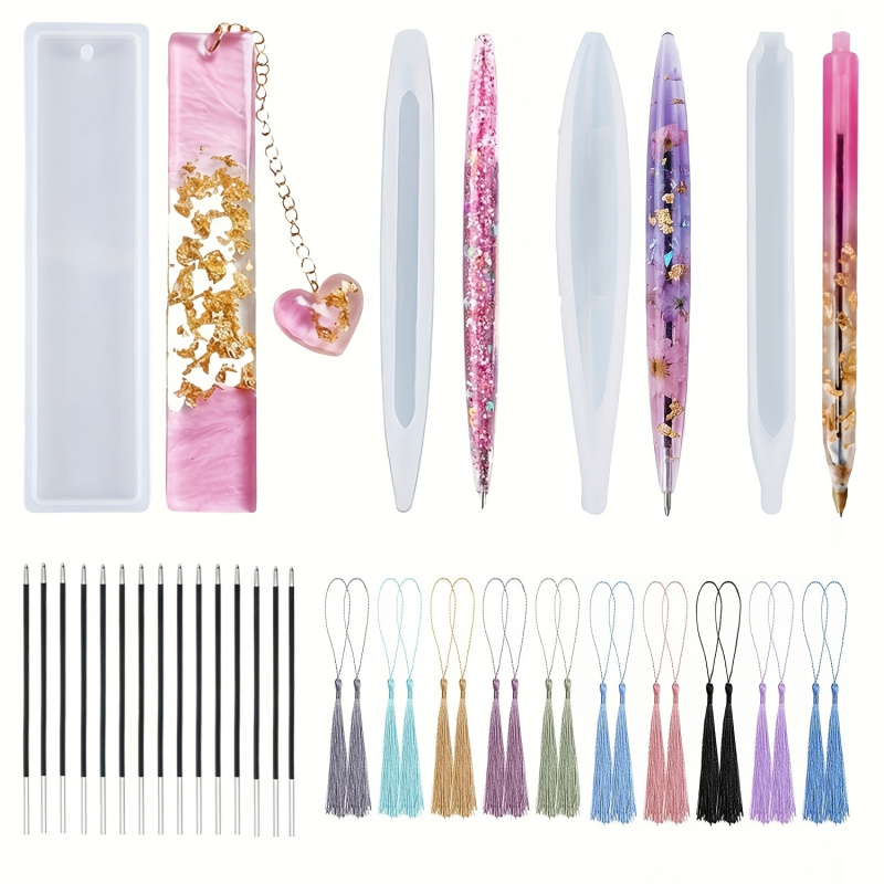 Resin Casting Mold - 39Pen and bookmark silicone mold/Tassel，Mold for