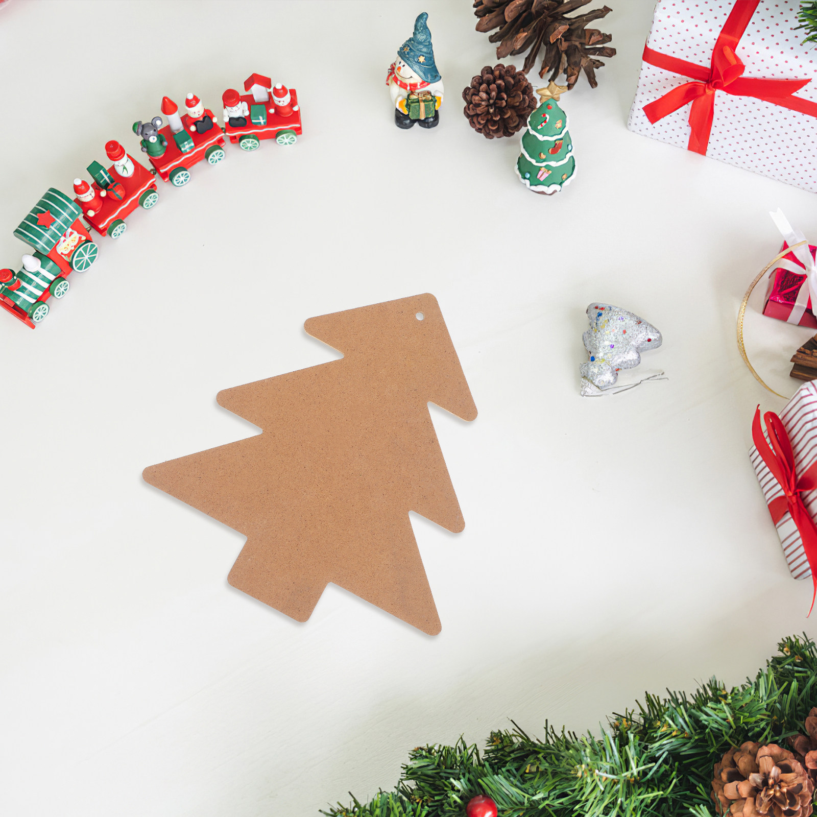 Art Craft For Christmas - Christmas Tree Shape Wooden Base Tray