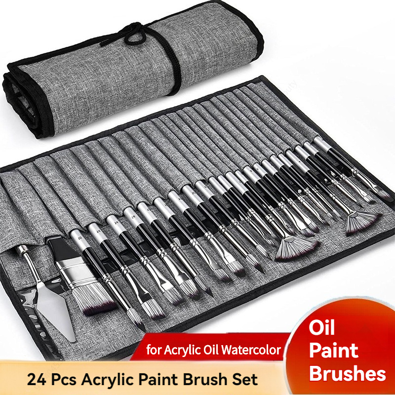 Painting Knife Palette - 24 Pc Acrylic Paint Brush Set