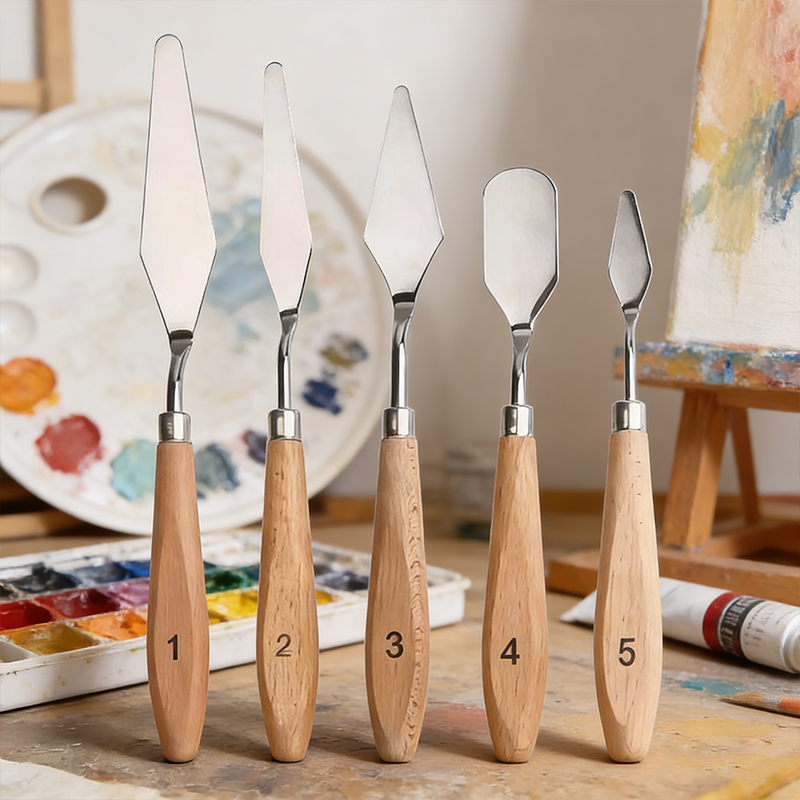 Painting Knife Palette - 5Pcs Wooden Handle Painting Palette Knives