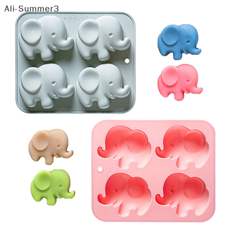 Resin Casting Mold - 4-hole Baby Elephant Silicone Mold Cute