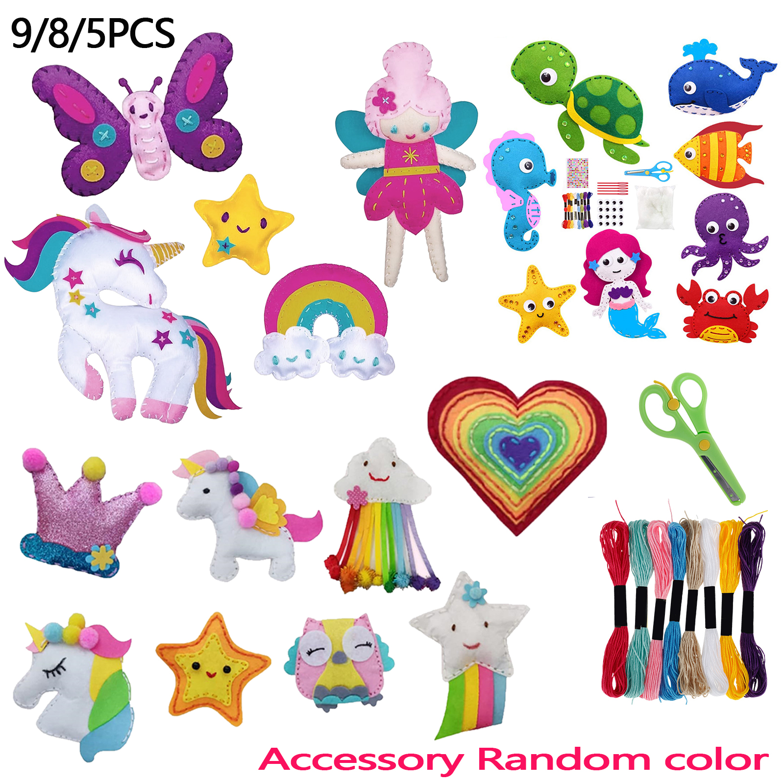 Art Craft For Preschoolers - 9/8/5Pcs Kids Sewing Kit DIY Felt
