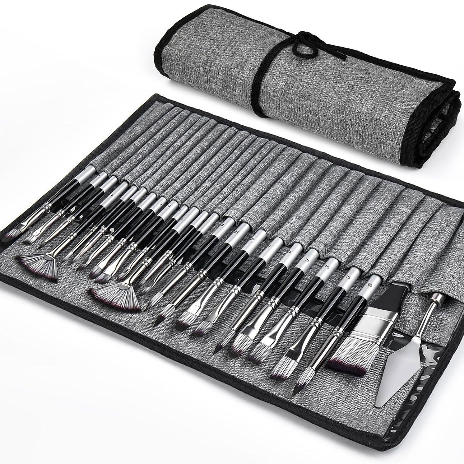 Painting Knife Palette - 24 Pcs Brush Set Enhanced Synthetic