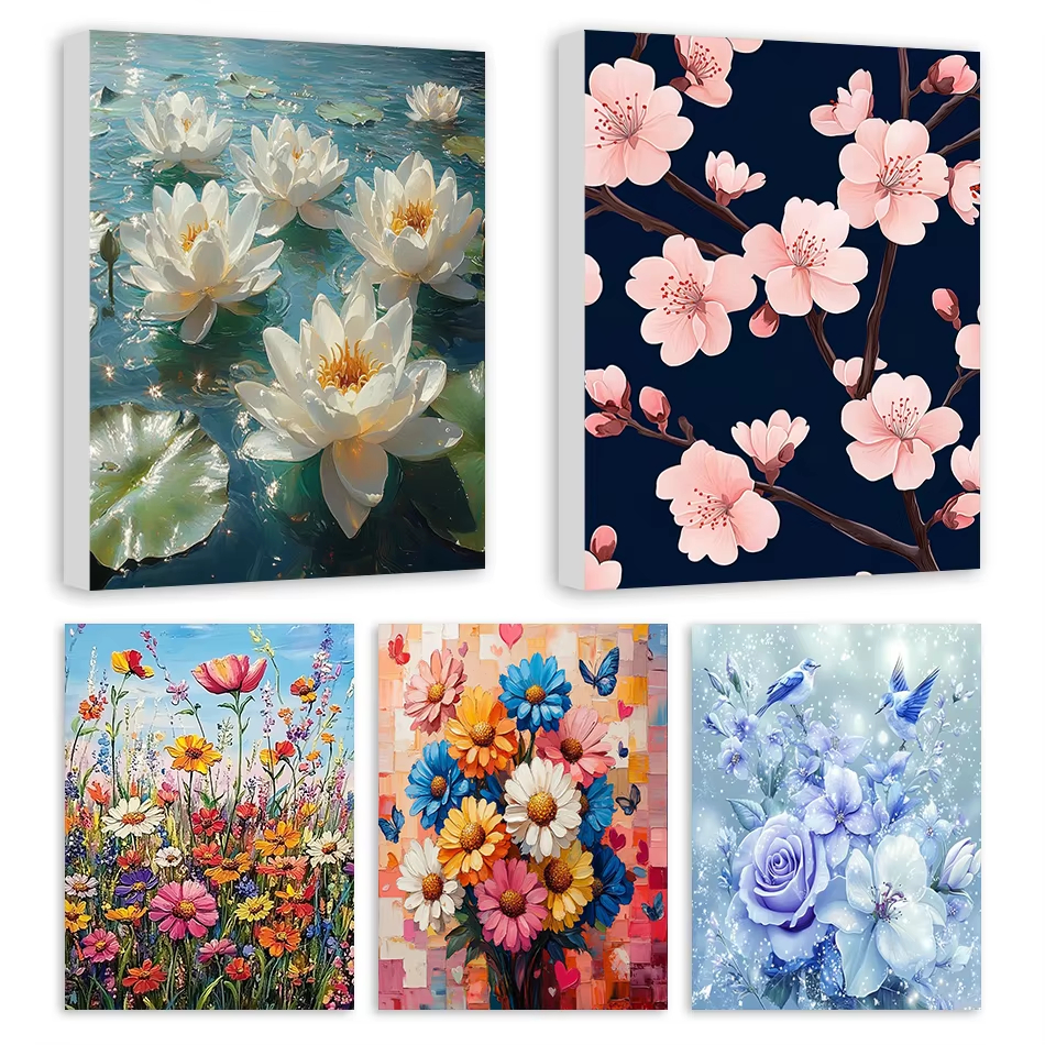 Tv Art And Craft - Oil Painting By Numbers Flower Art