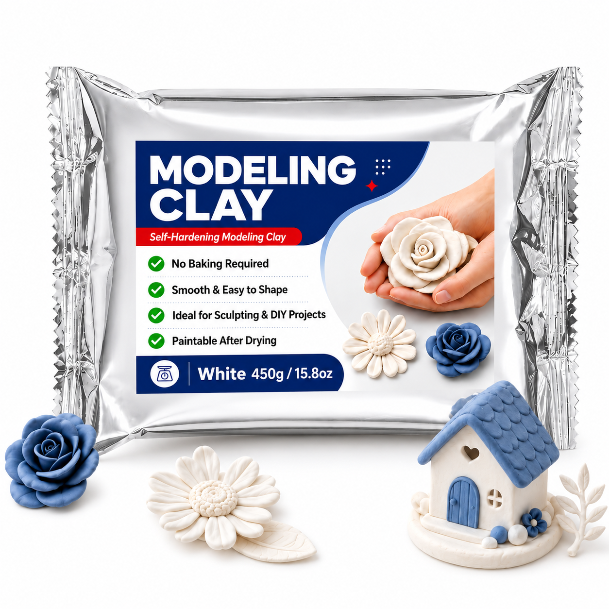 Air Dry Clay - White Premium Air Dry Clay, ultra-fine