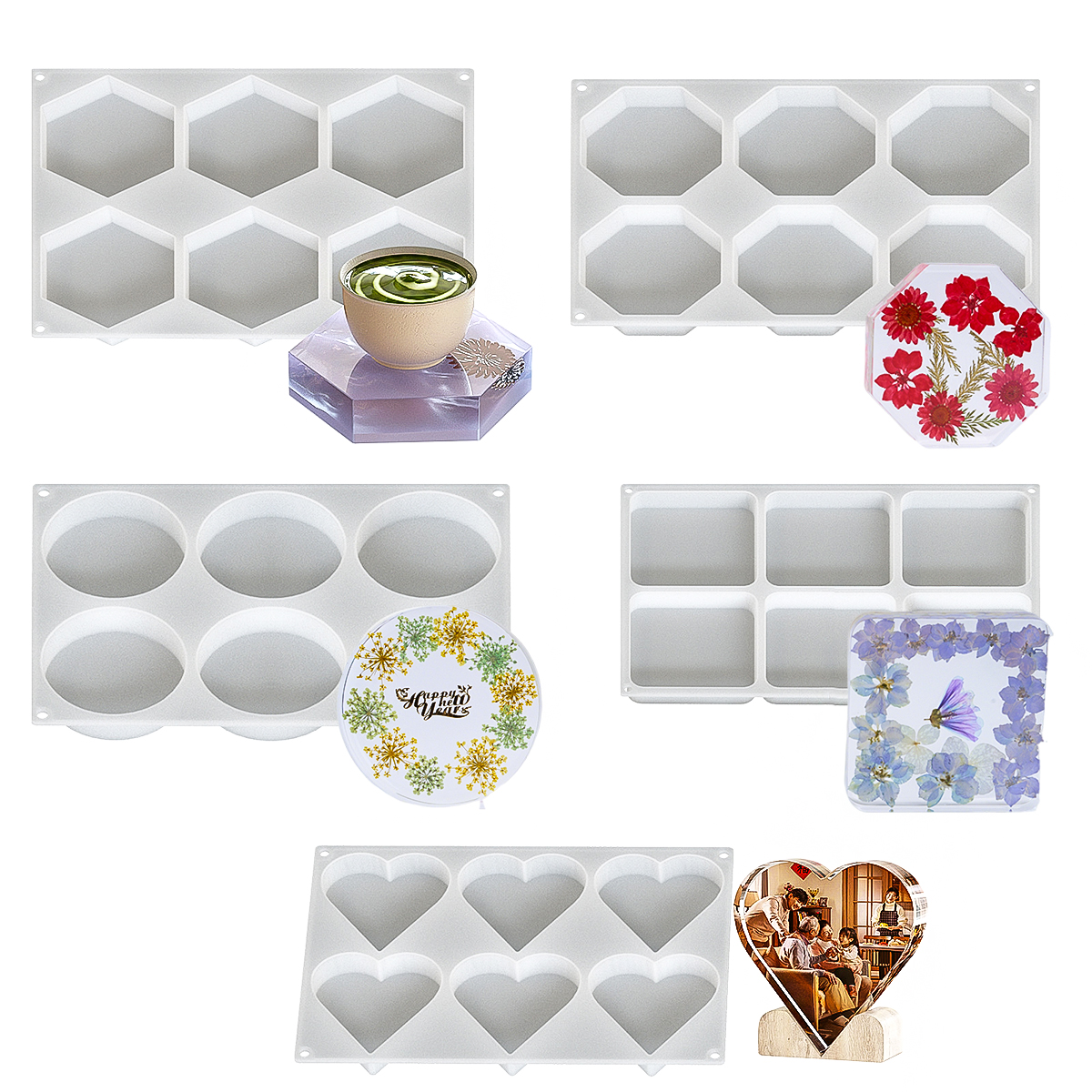 6 Holes Coaster Silicone Mold  - Resin Casting Mold ulasan dan harga