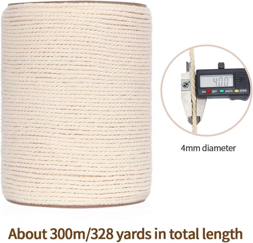 4mm x 328Yds Natural Cotton Ma - Macrame Cord Cotton ulasan dan harga