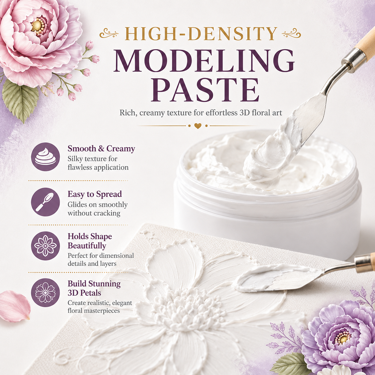 3D Floral Texture Paste & 7 Pa - Painting Knife Palette ulasan dan harga