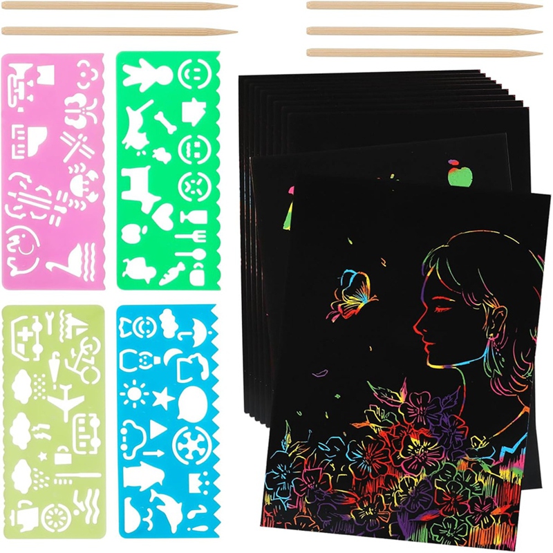 Scratch Paper Art Set, Black C - Art Craft For Christmas ulasan dan harga