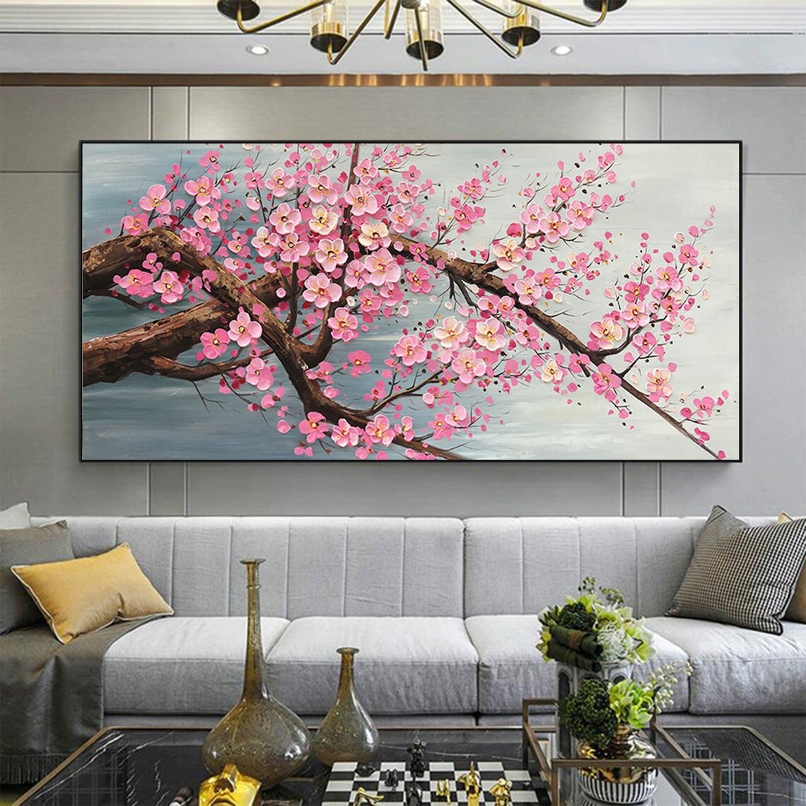 Modern Cherry Blossom Canvas A - Painting Knife Palette ulasan dan harga