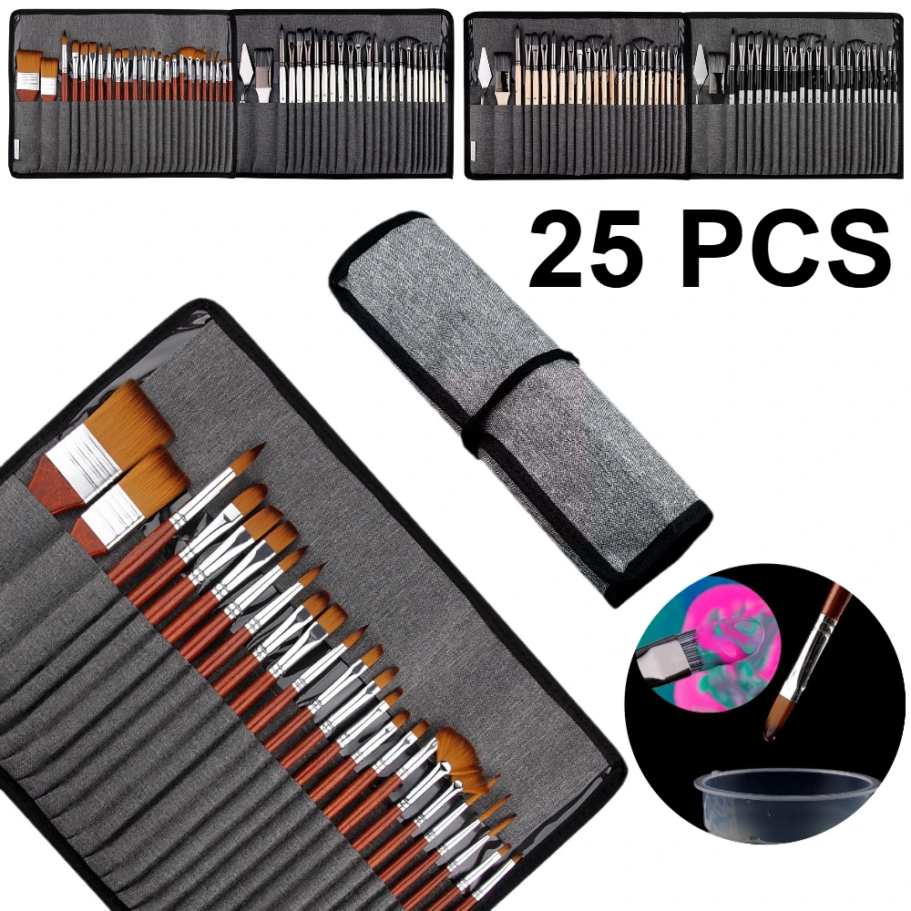 25pcs Professional Paint Brush - Painting Knife Palette ulasan dan harga