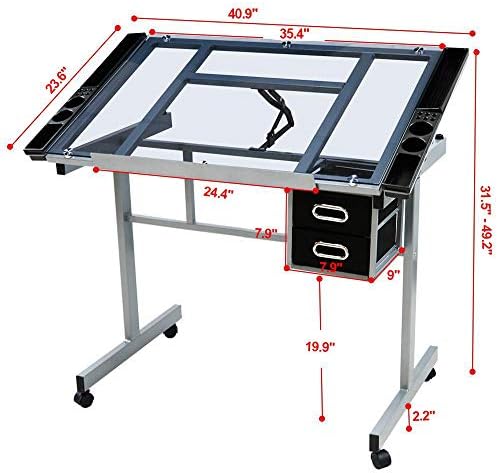 Drawing Desk Adjustable Glass  - Art & Craft Kortingscode ulasan dan harga