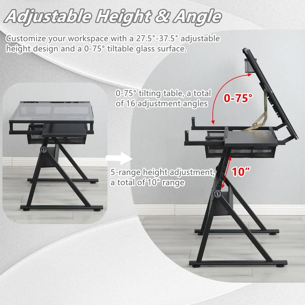 Adjustable Height Glass Art De - Art & Craft Kortingscode ulasan dan harga