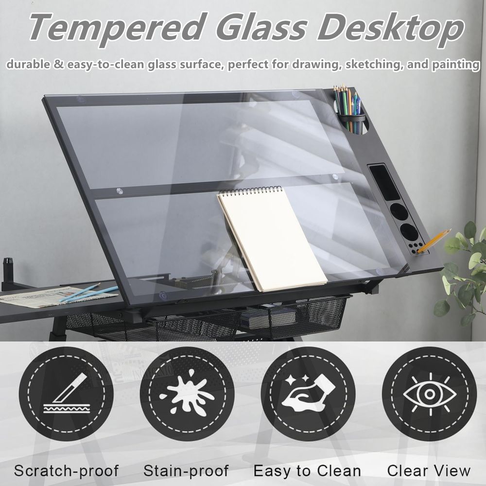 Adjustable Height Glass Art De - Art & Craft Kortingscode ulasan dan harga