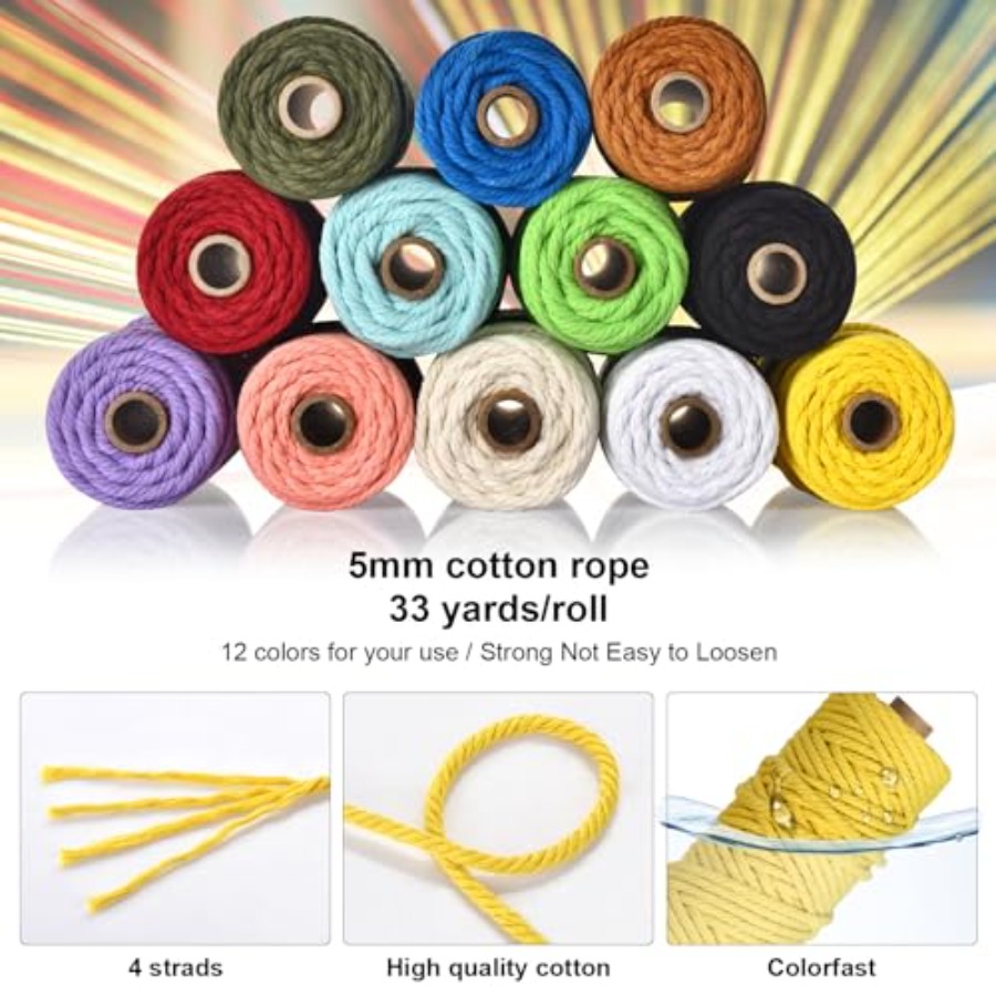 5mm Macrame Cord - 12 Colors N - Macrame Cord Cotton ulasan dan harga