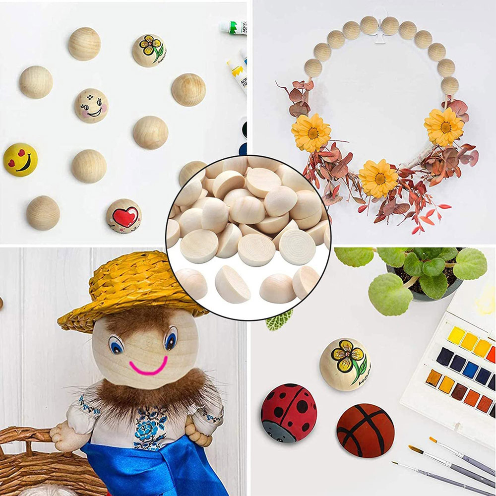 Half Wood Balls Bead Unfinishe - Art Craft For Christmas ulasan dan harga