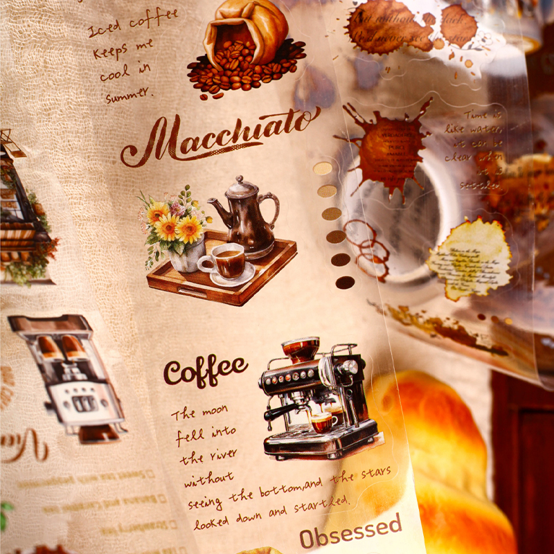 Vintage Coffee Themed PET Wash - Art Craft Notebook ulasan dan harga