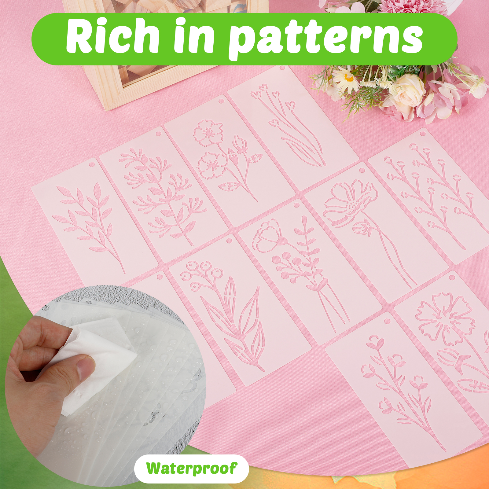 52PCS Flower Stencil Leaf Sten - Art Craft Notebook ulasan dan harga