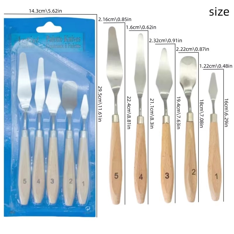 5Pcs Wooden Handle Painting Pa - Painting Knife Palette ulasan dan harga