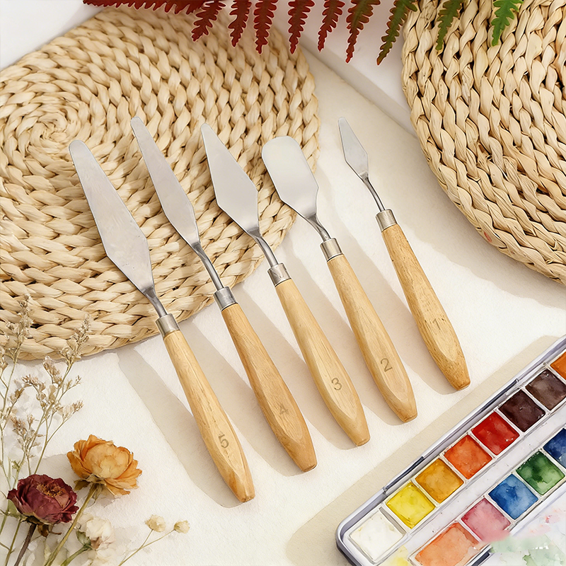 5Pcs Wooden Handle Painting Pa - Painting Knife Palette ulasan dan harga