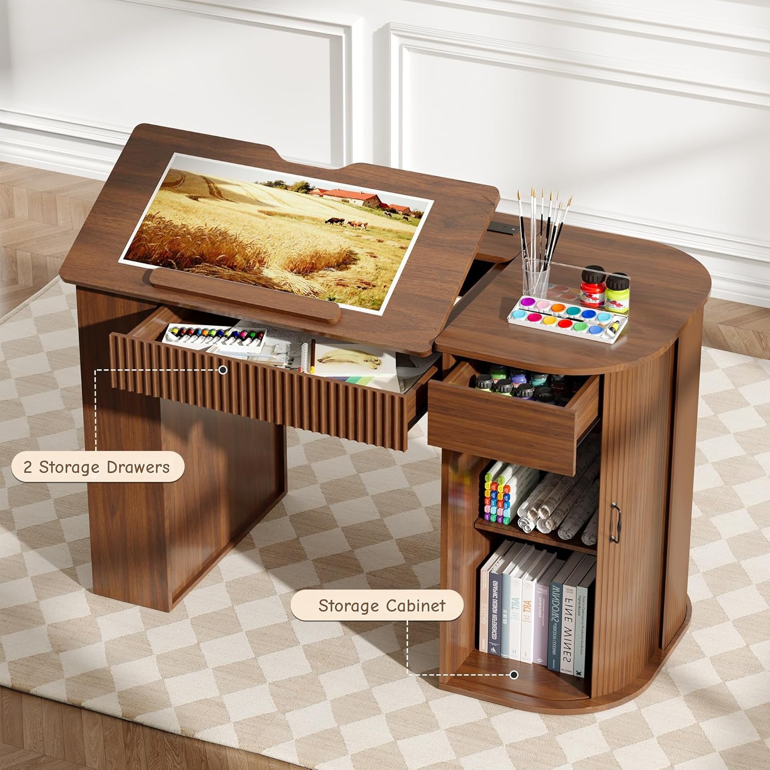 Drafting Table with Storage Ca - Art & Craft Kortingscode ulasan dan harga