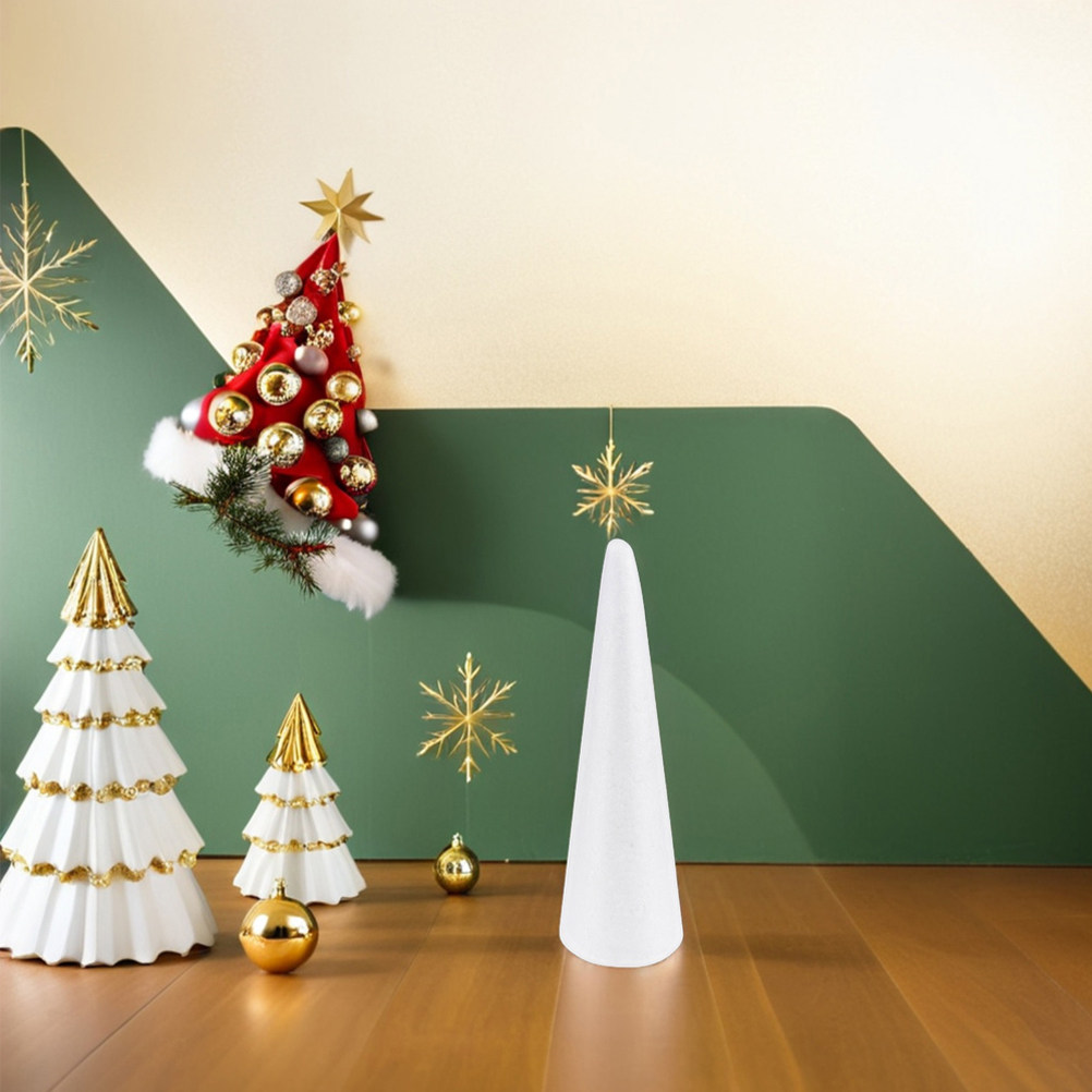 4Pcs Smooth White Foam Cones f - Art Craft For Christmas ulasan dan harga