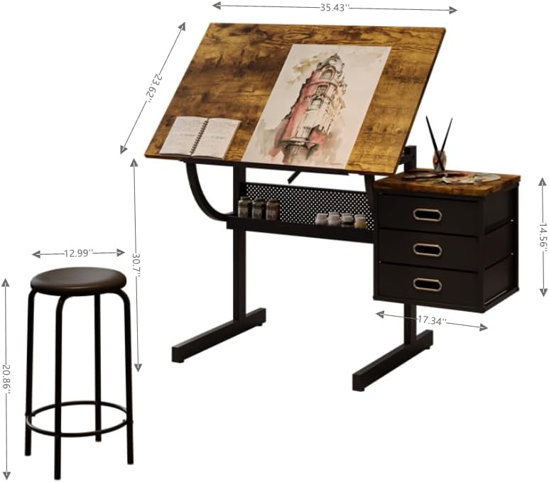 Adjustable Art Desk with Stora - Art & Craft Kortingscode ulasan dan harga