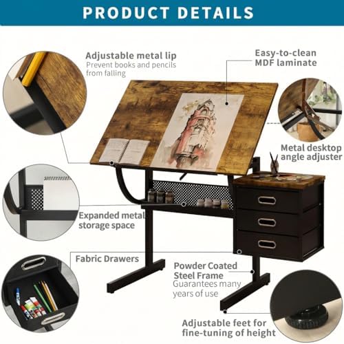 Adjustable Art Desk with Stora - Art & Craft Kortingscode ulasan dan harga