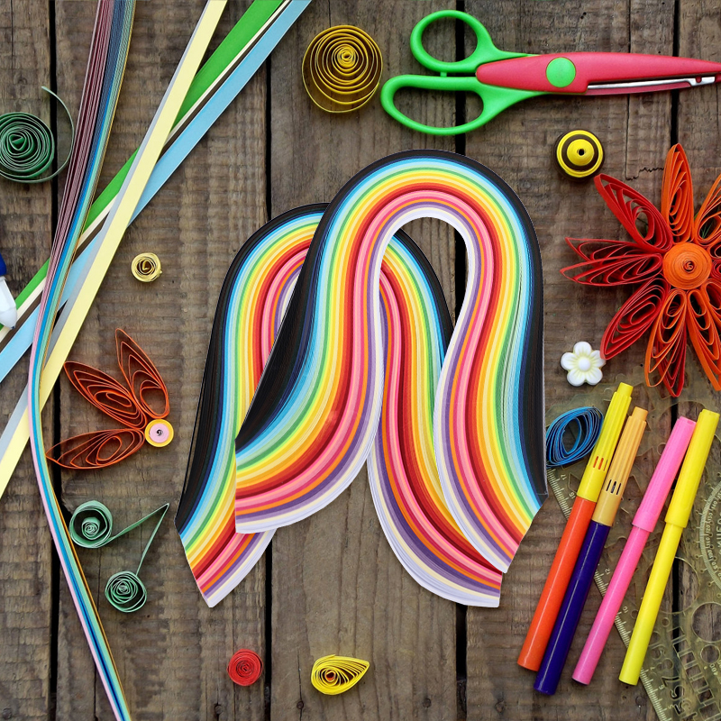 260pcs Rainbow Color Paper Qui - Quilling Paper Strips ulasan dan harga