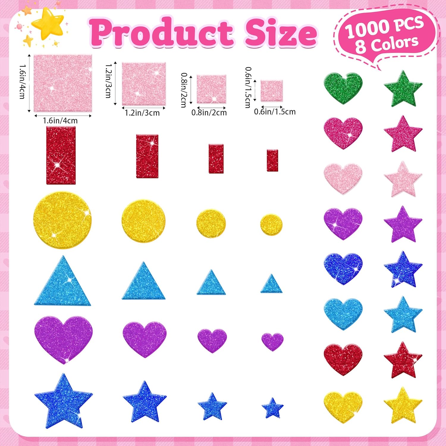 1000 Pcs Glitter Self Adhesive - Art Craft For Preschoolers ulasan dan harga