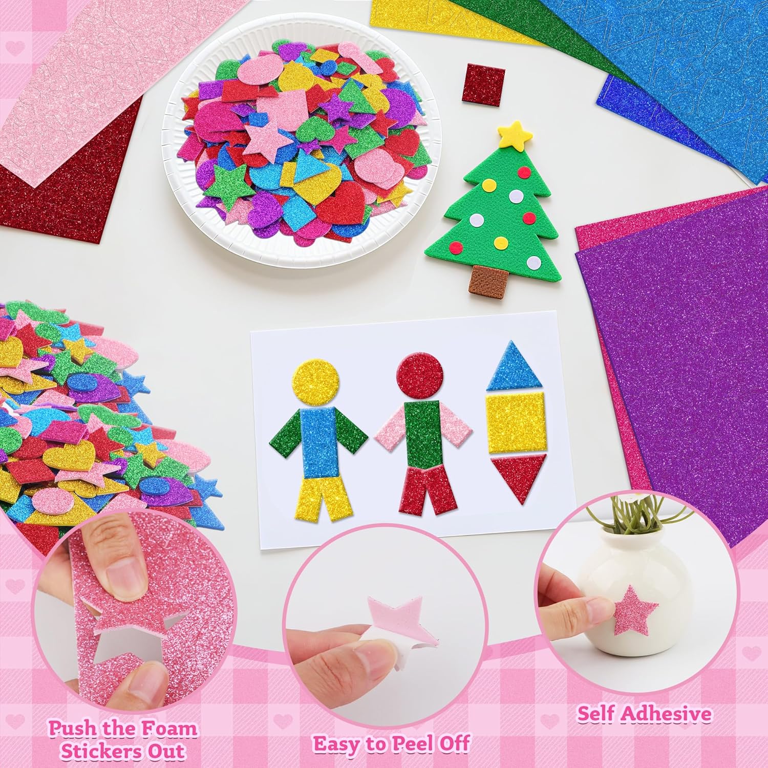 1000 Pcs Glitter Self Adhesive - Art Craft For Preschoolers ulasan dan harga