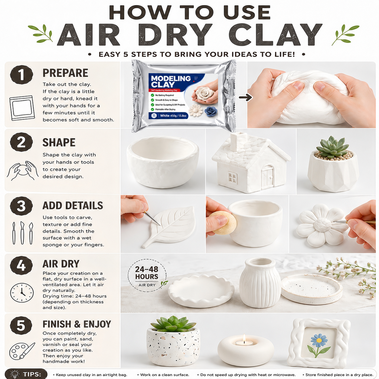 White Premium Air Dry Clay, ul - Air Dry Clay ulasan dan harga