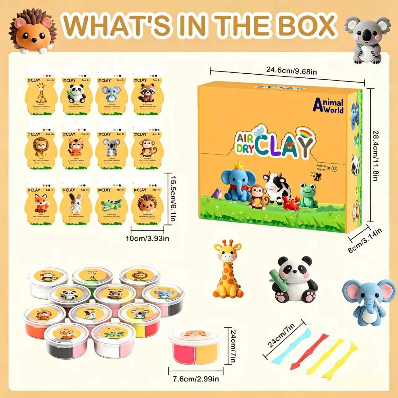 Air Dry Clay Kit with 12 Anima - Air Dry Clay ulasan dan harga
