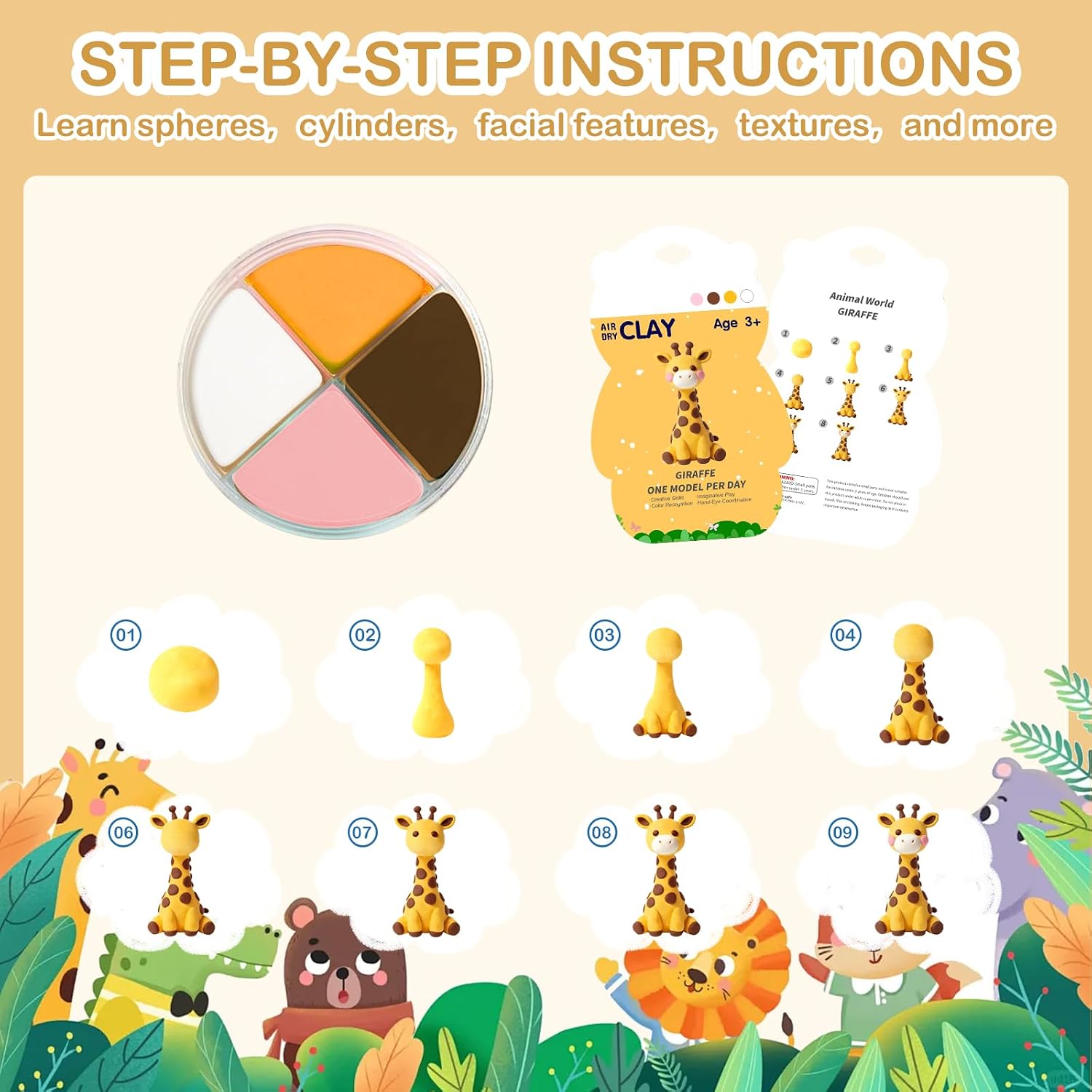 Air Dry Clay Kit with 12 Anima - Air Dry Clay ulasan dan harga