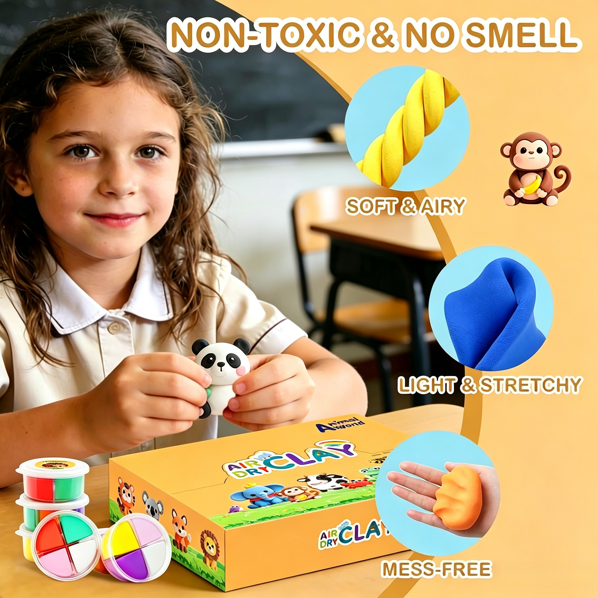 Air Dry Clay Kit with 12 Anima - Air Dry Clay ulasan dan harga